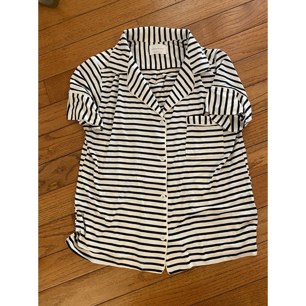 Madison Du Soir 2 Piece Shorts Monaco Pajama Set Striped Large - Picture 3 of 9